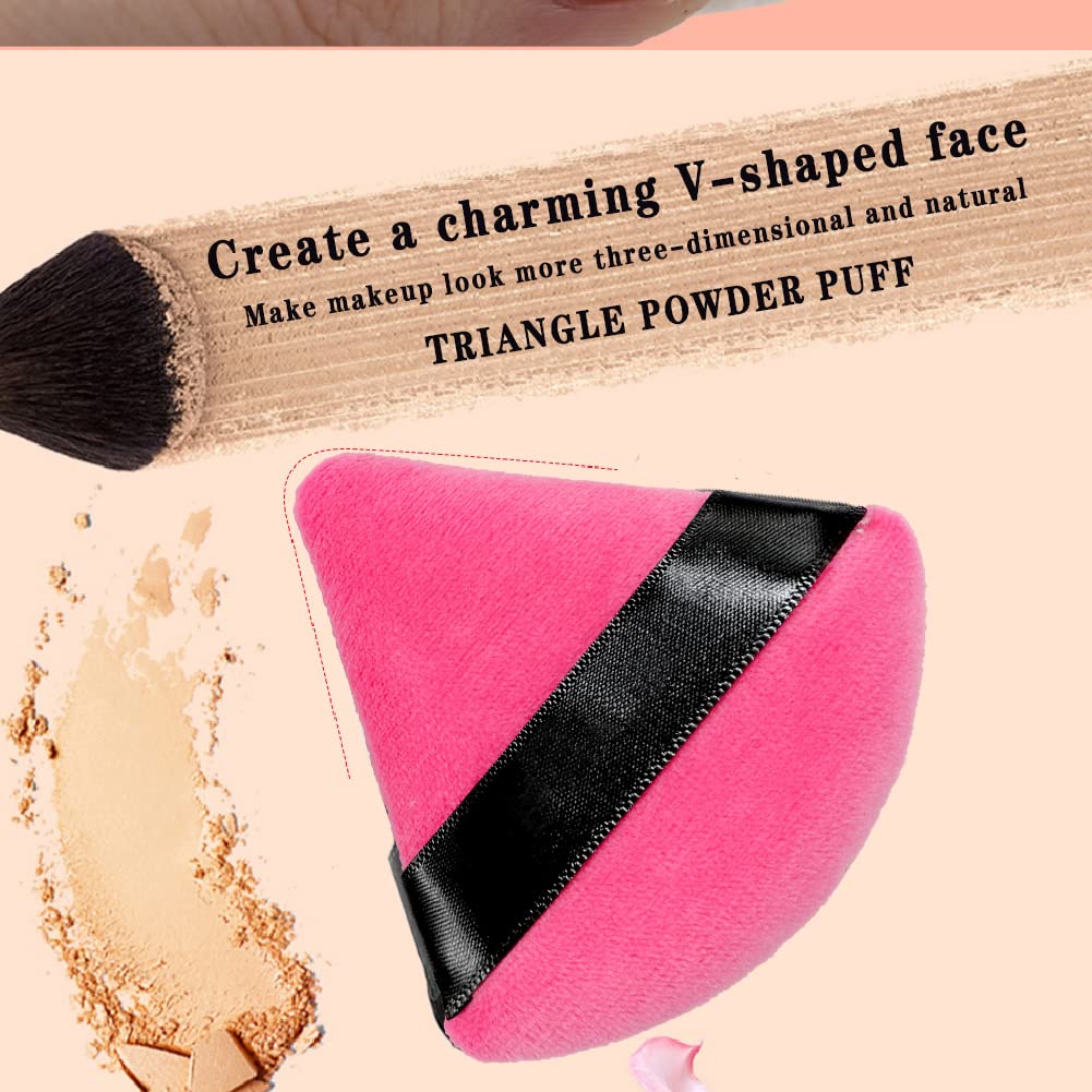 6 Pcs Triangle Powder Puff,Makeup Puff,Powder Puffs for Face Powder,Triangle Makeup Velour Puff,Triangle Sponges for Makeup,Loose Setting Powder Puff powder sponge makeup puffs(Black Flesh) - Image 3